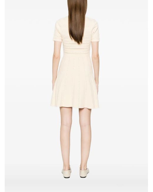 Sandro White Floral Print Knit Mini Dress