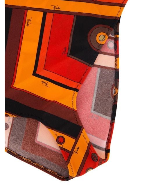 Emilio Pucci Red Vivara-Print Strapless Swimsuit