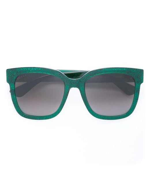 Gucci Square Frame Glitter Sunglasses in Green | Lyst