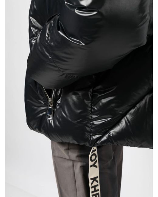 Khrisjoy Black Logo-tape Detail Hooded Padded Jacket for men