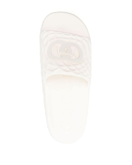 Gucci White Interlocking-g Slides for men
