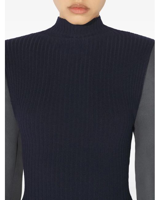 Jean Paul Gaultier Blue Ribbed Long-Sleeve Bodysuit