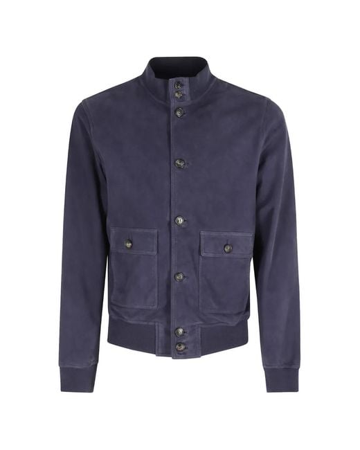 Stewart Blue New Orleans Suede Button-Up Jacket for men