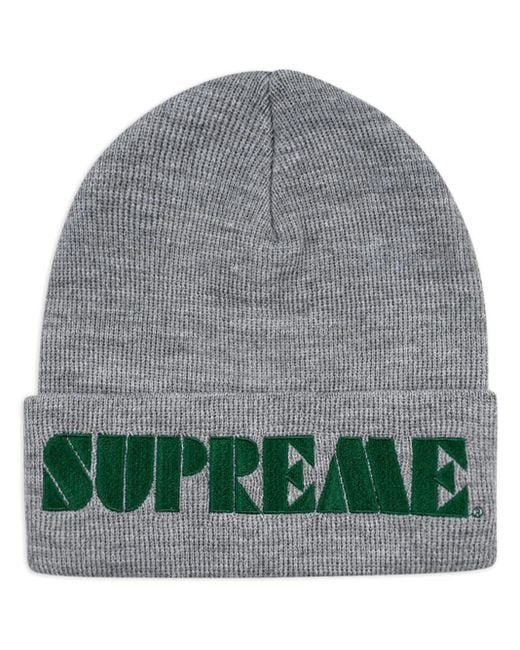 Supreme Gray Stencil Beanie Hat for men