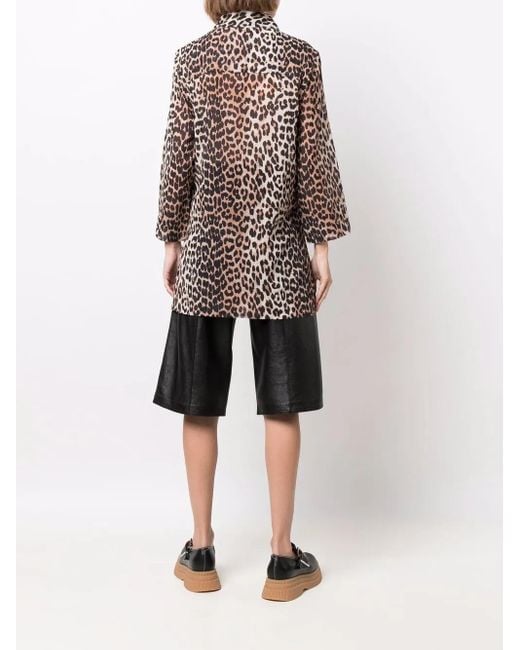 Ganni Brown Leopard-Print Shirt