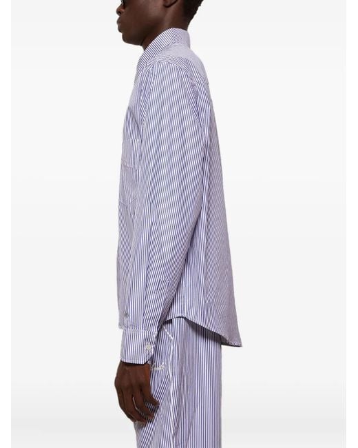 Rhude Purple Stripe-Pattern Logo-Print Shirt for men