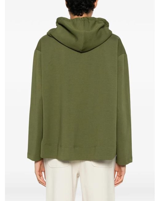 Psophia Green Drawstring-Hood Elasticated-Hem Hoodie