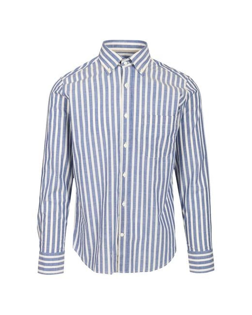 Al Duca D'aosta Blue Striped Button-Down Shirt for men