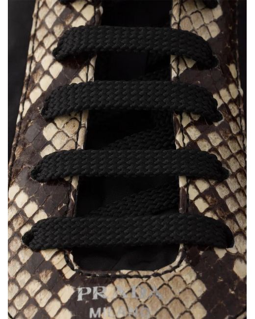 Prada White Baskets Collapse Re-Nylon Et Ayers Imprimées