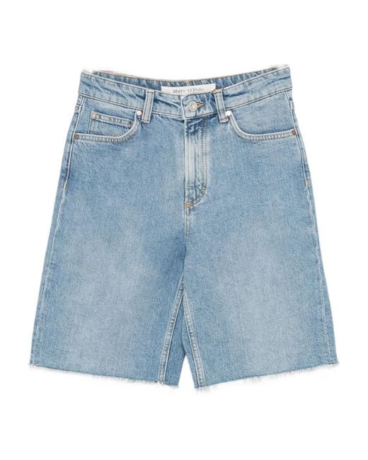 Marc O' Polo Blue Frayed-Hem Denim Shorts