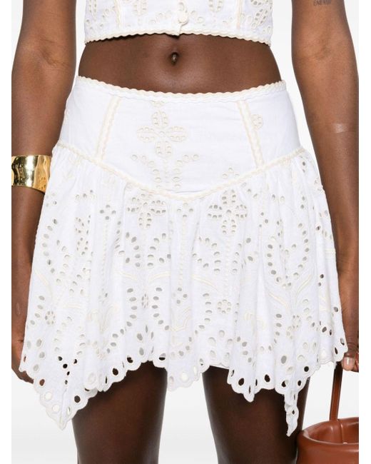 Charo Ruiz White Pauline Embroidery Mini Skirt