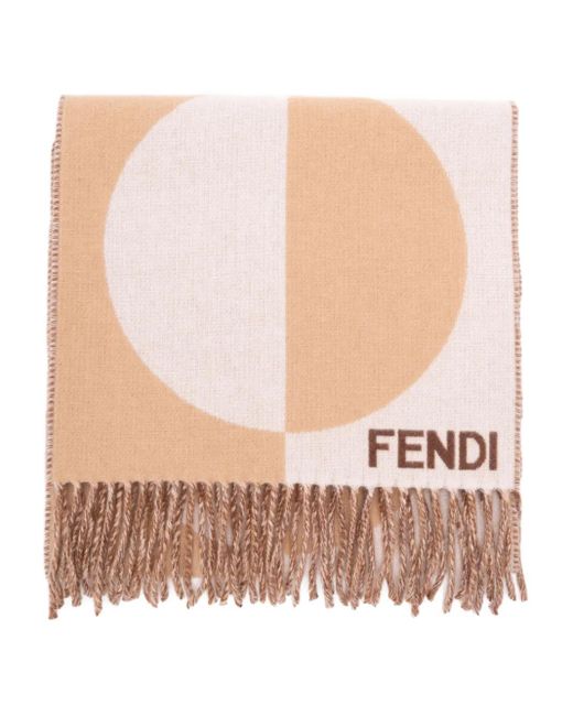 Écharpe Frangée À Motif Circulaire Fendi en coloris White