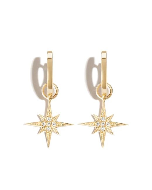 Sydney Evan White 18Kt Starburst Charm Diamond Hoop Earrings