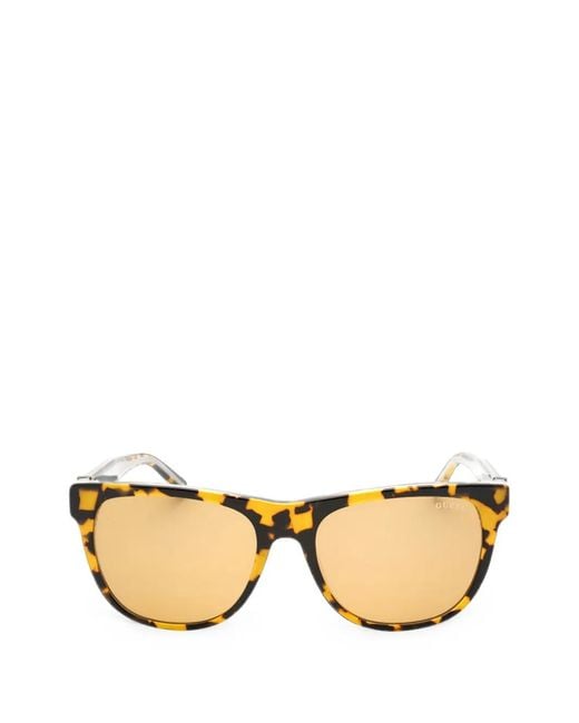Guess Natural Tortoiseshell-Effect Oval-Frame Sunglasses for men