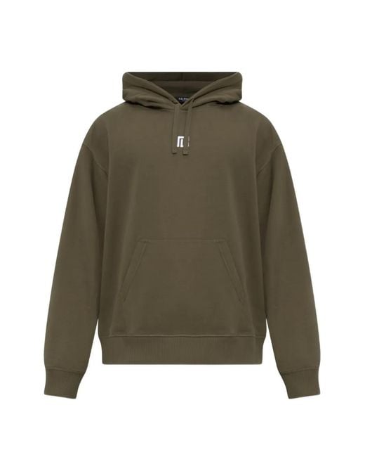 Balmain Green Logo-Detail Drawstring Hoodie for men