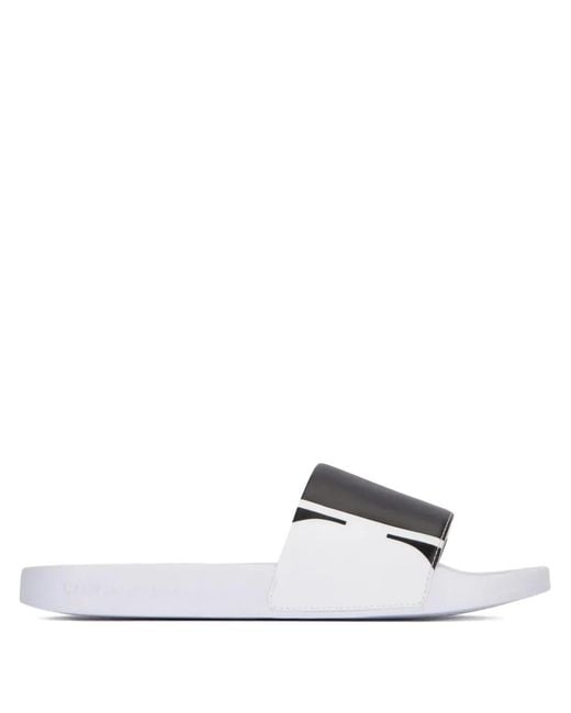 Calvin Klein White Logo Slippers