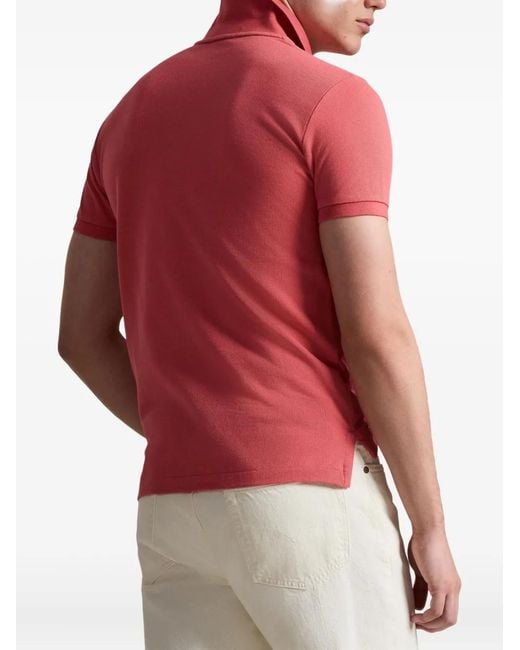 Polo Ralph Lauren Red Short Sleeves Knit Classic Logo Polo Shirt for men