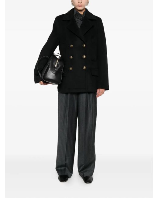 Dondup Black Double-Breasted Coat