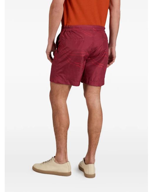 Slowear Red Button-Fastening Swim Shorts for men