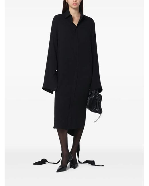 Balenciaga Black Shirt Dress With Intertwined Ribbons