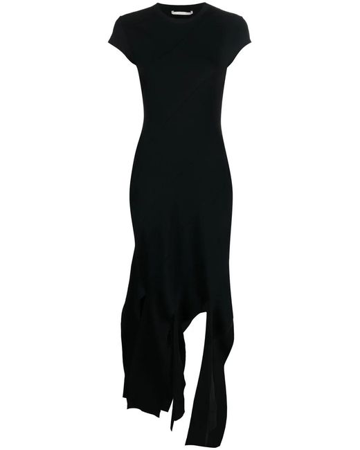 Stella McCartney Black Fringe-Hem Striped Midi Dress