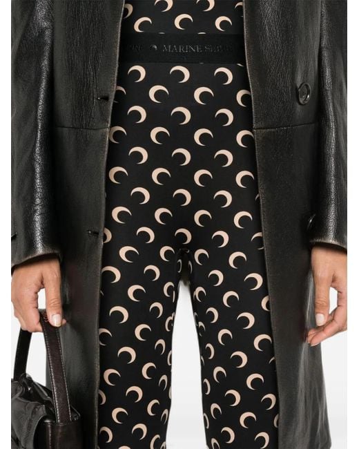 MARINE SERRE Black Moon-Print Leggings