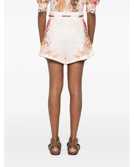 Zimmermann Ascension Tuck Shorts in White | Lyst