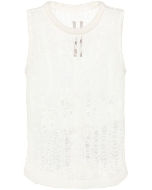 Rick Owens White Spider Open-knit Tank Top