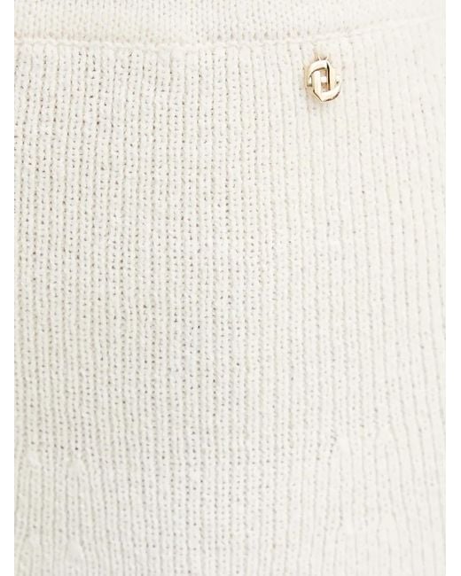 Silvian Heach White Knitted Ruffled Mini Skirt