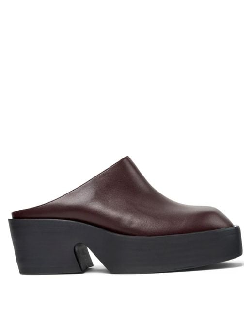 Camper Brown Billie Platform Leather Mules