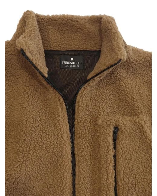 HTC Brown Zip-Up Teddy Jacket for men