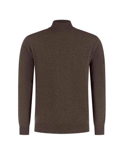 Doriani Brown High-Neck Ribbed-Trim Sweater for men