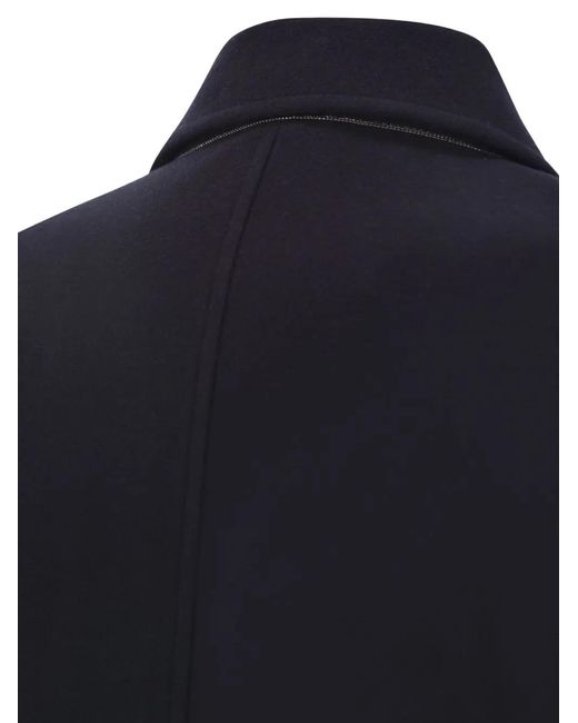Brunello Cucinelli Blue Double-Breasted Coat