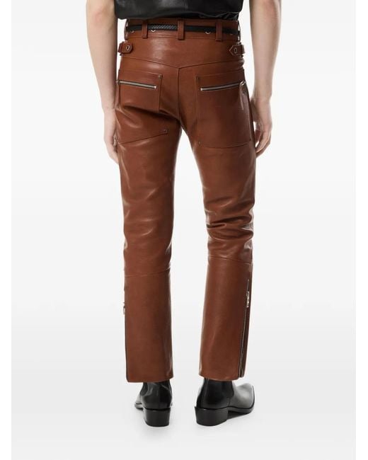 Tom Ford Brown Buckle Leather Trousers for men