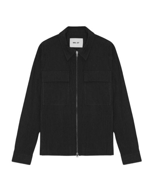 NN07 Black Alban Zip-Front Overshirt for men
