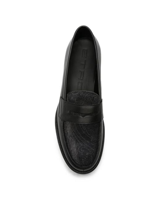 Etro Black Paisley-Print Loafers for men