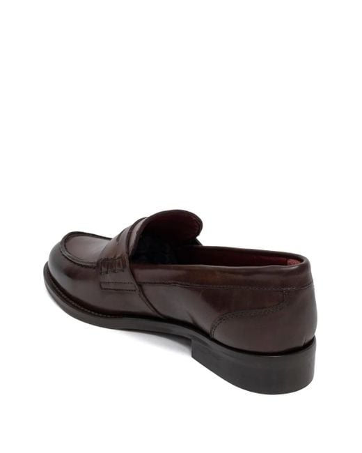 SOMMET Brown Penny-Strap Leather Loafers