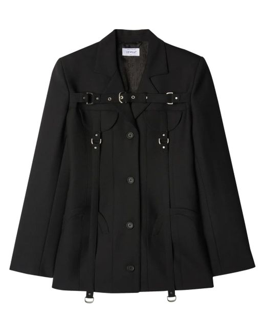 Off-White c/o Virgil Abloh Black Cargo Buckle-strap Single-breasted Jacket