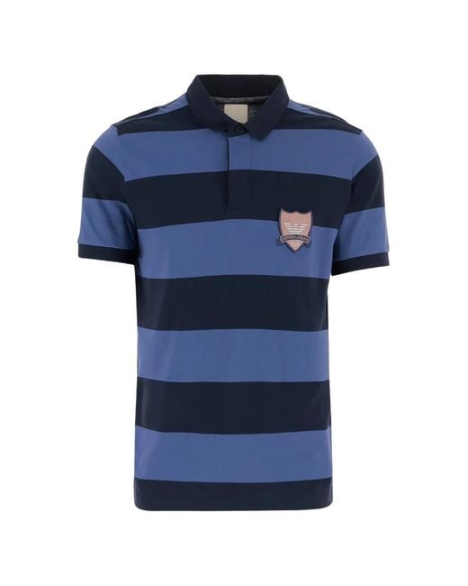 Emporio Armani Blue Striped Logo Polo Shirt for men