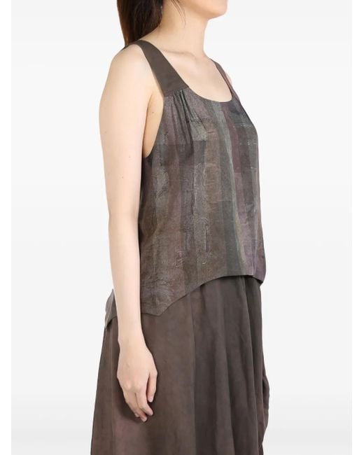 Ziggy Chen Brown Collaged Graphic-Print Top