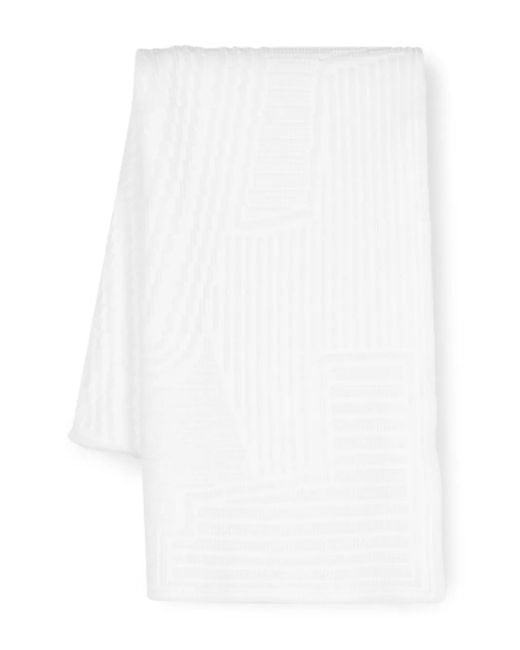 Y-3 White Engineered Debossed-Logo Scarf