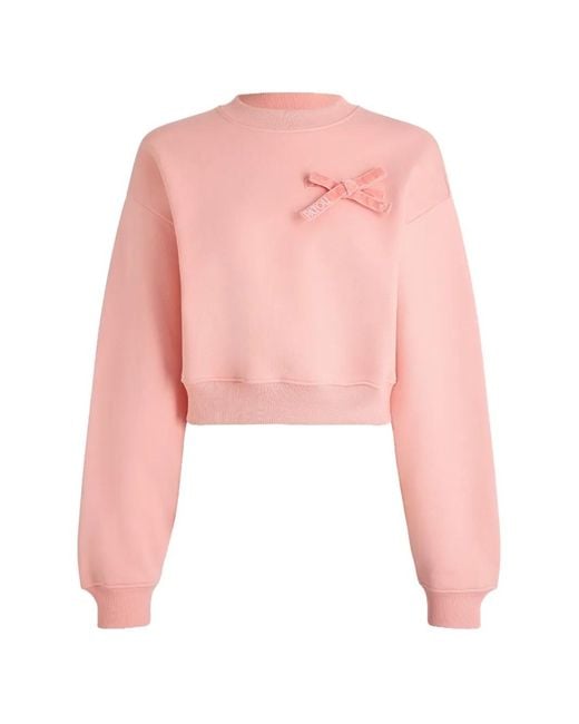 Patou Pink Bow-Detail Cropped Sweatshirt