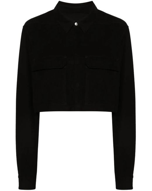 Rick Owens Black Crop Shirt With Automatic Buttoning