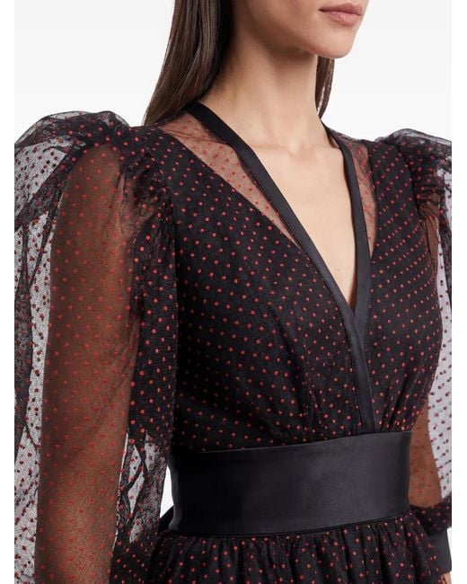 Gatti Nolli by Marwan Black Polka-Dot Gown Dress