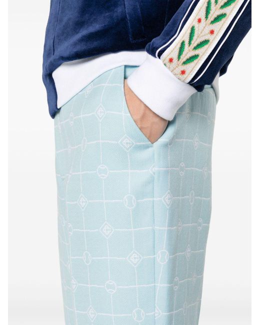Casablancabrand Blue Logo-windowpane Straight Trousers for men