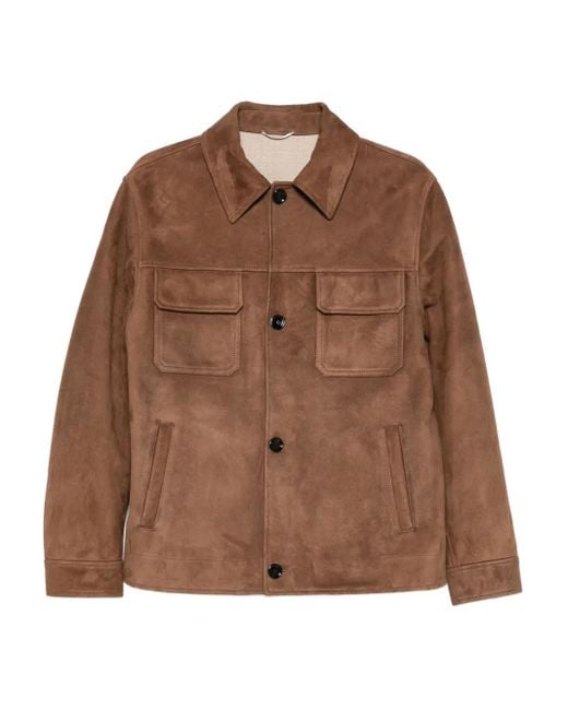 Lardini Brown Button-Fastening Flap-Pocket Jacket for men