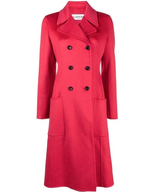Lanvin Red Double-Breasted Cashmere Coat