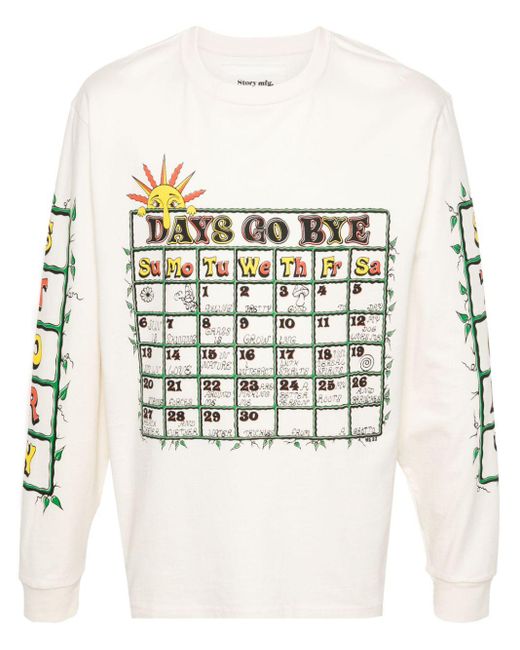 T-shirt con stampa Grateful Days Go Bye di STORY mfg. in White