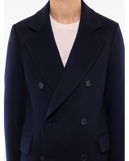 Fursac Blue Herringbone Double-Breasted Coat for men