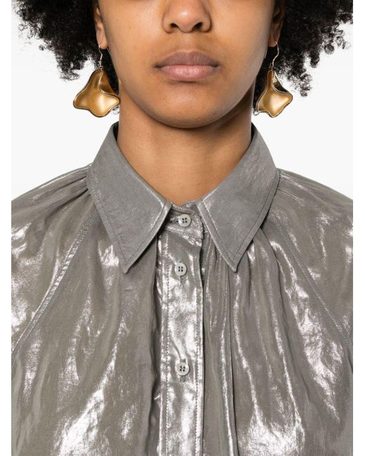 Brunello Cucinelli Gray Metallic-effect Shirt